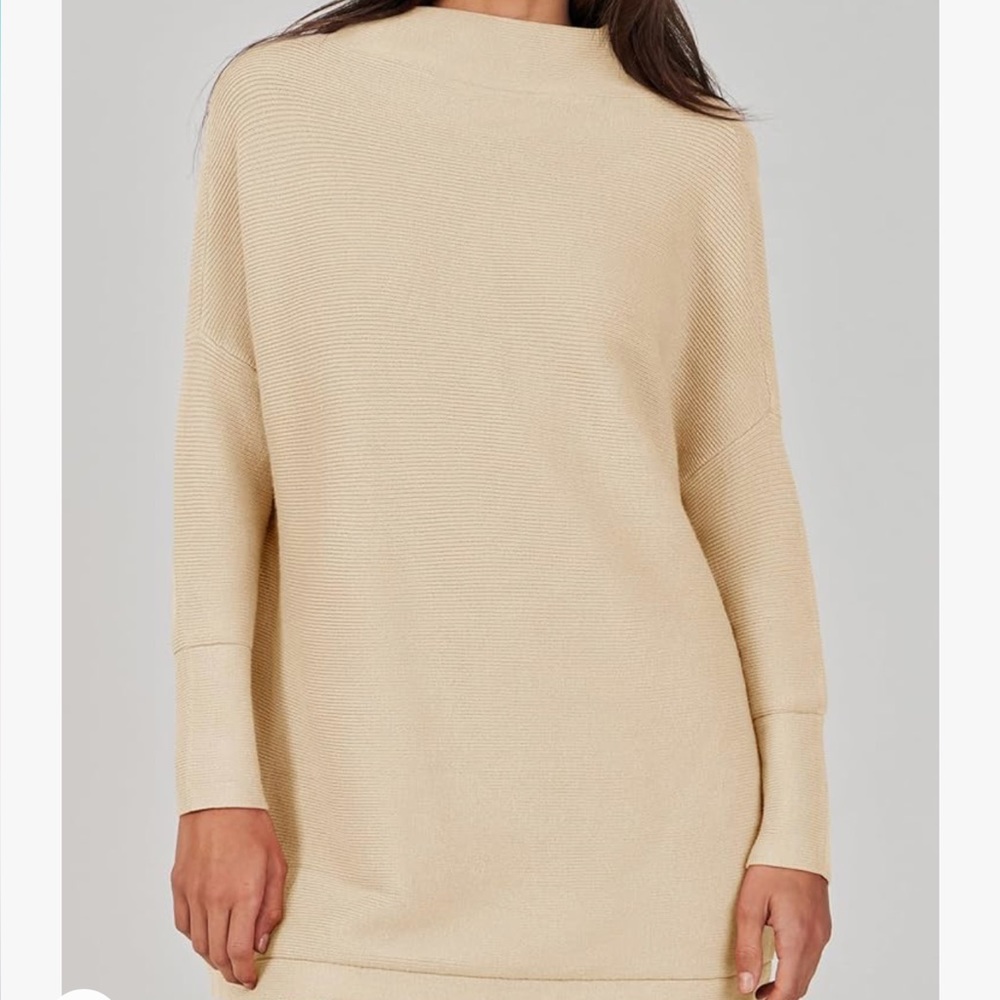 ANRABESS Women Casual Turtleneck Batwing Sleeve Oversized Ribbed Knit Sweater